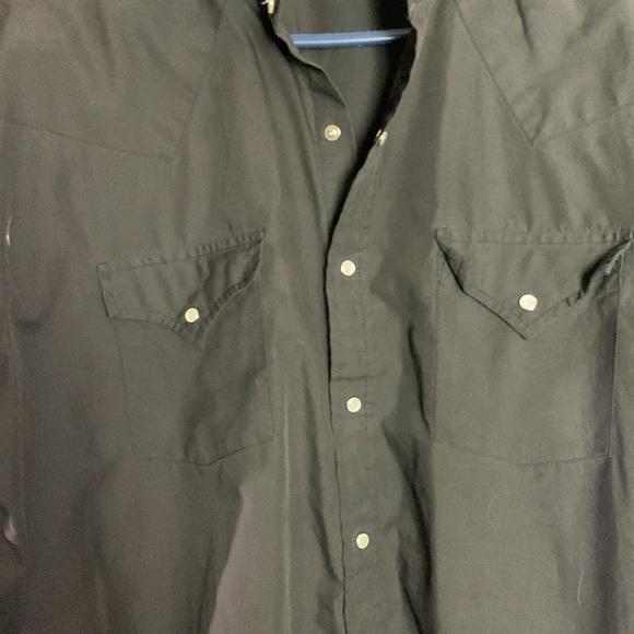 MAN IN BLACK: PLAINS WESTERN-WEAR CLASSIC BLACK PEARL SNAP size Large - Picture 3 of 4